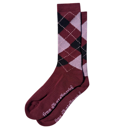 Frog Argyle Socks - Maroon