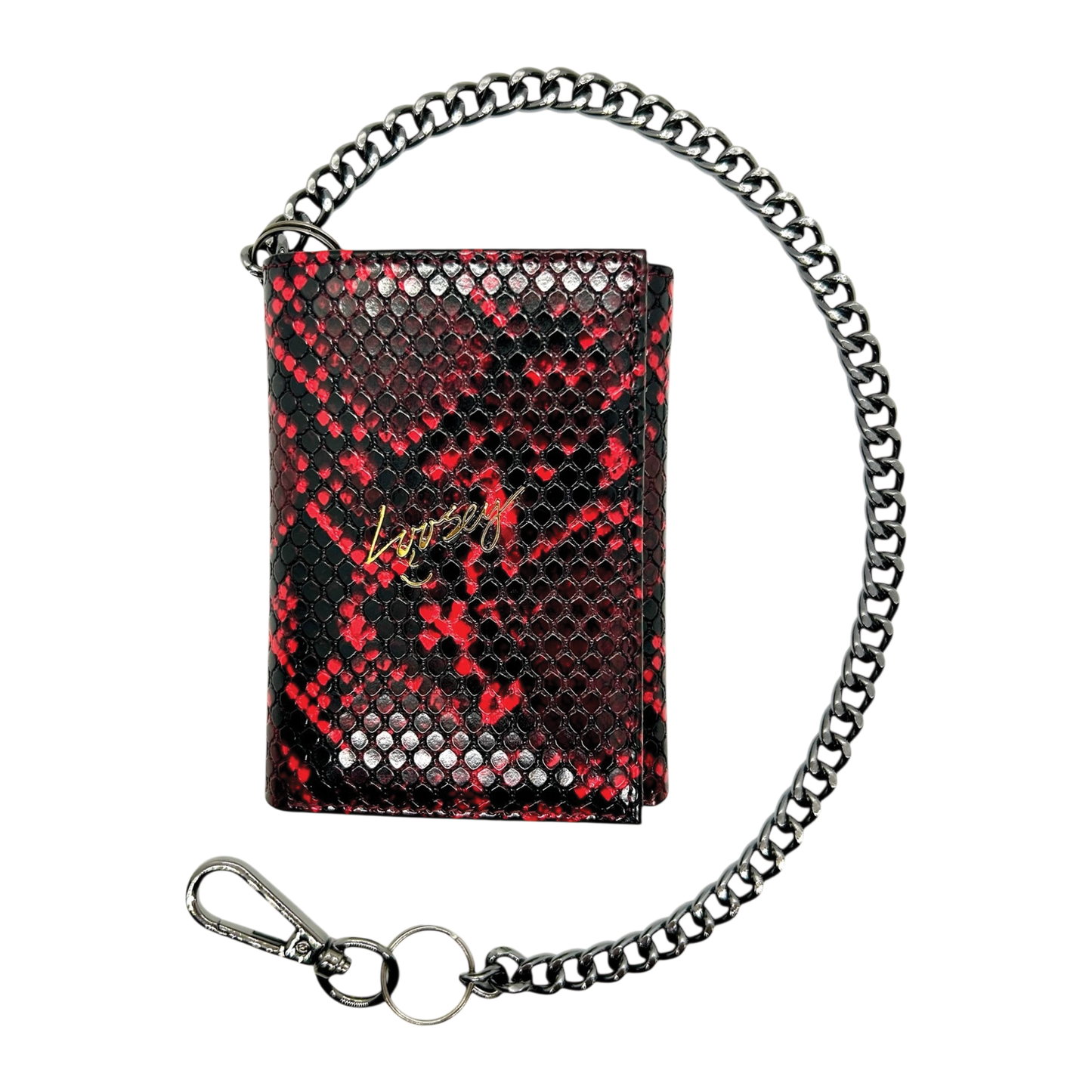 Loosey Snake Skin Chain Wallet - Red