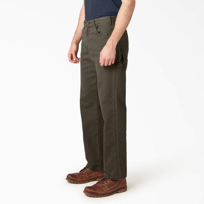 Dickies Relaxed Fit Heavyweight Duck Carpenter Pants - Rinsed Moss Green