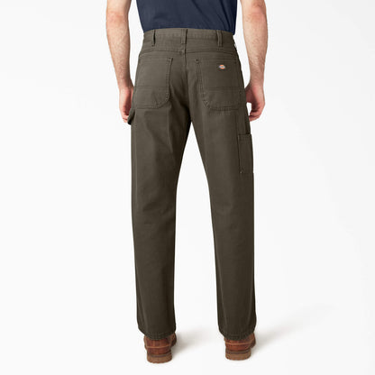 Dickies Relaxed Fit Heavyweight Duck Carpenter Pants - Rinsed Moss Green