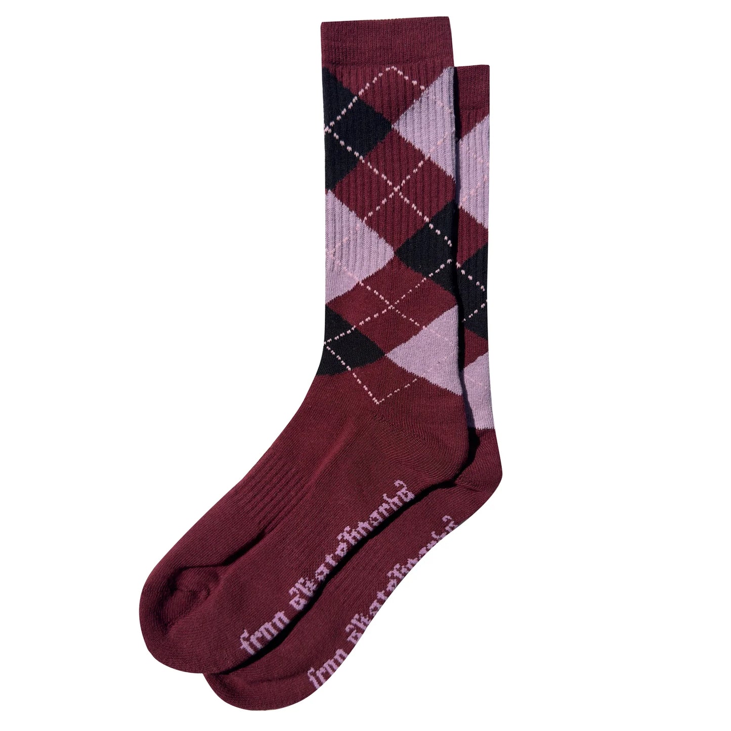 Frog Argyle Socks - Maroon