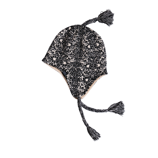 Corduroy Doily Ear Flap Beanie - Natural