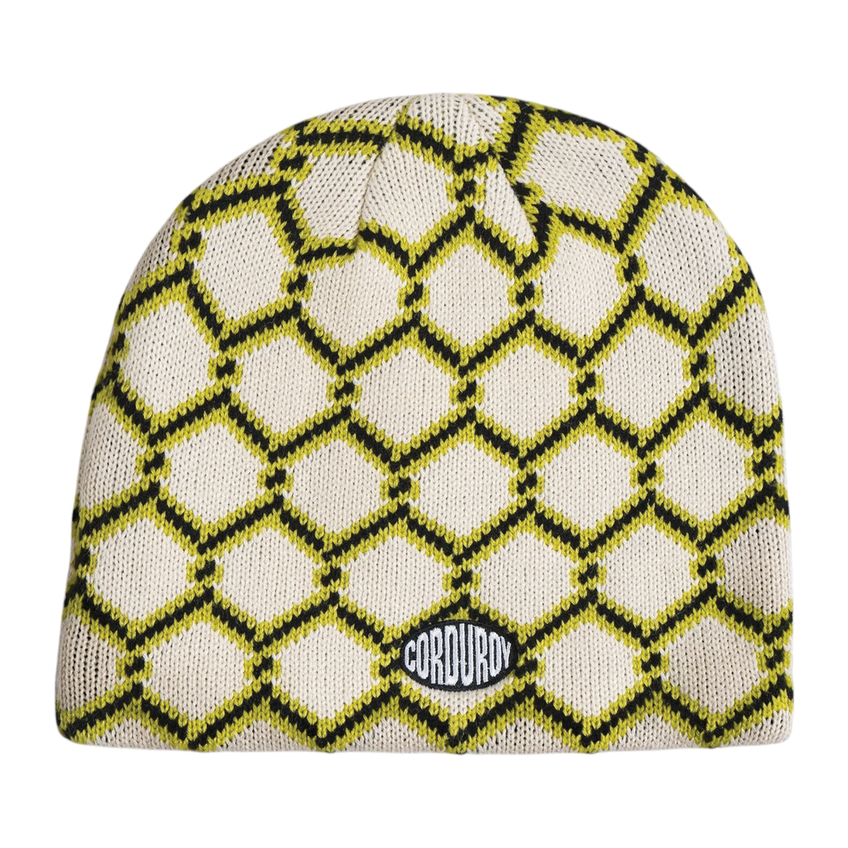 Corduroy Keep Out Skully Beanie - Eggshell