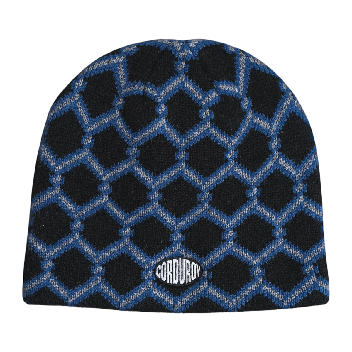 Corduroy Keep Out Skully Beanie - Black