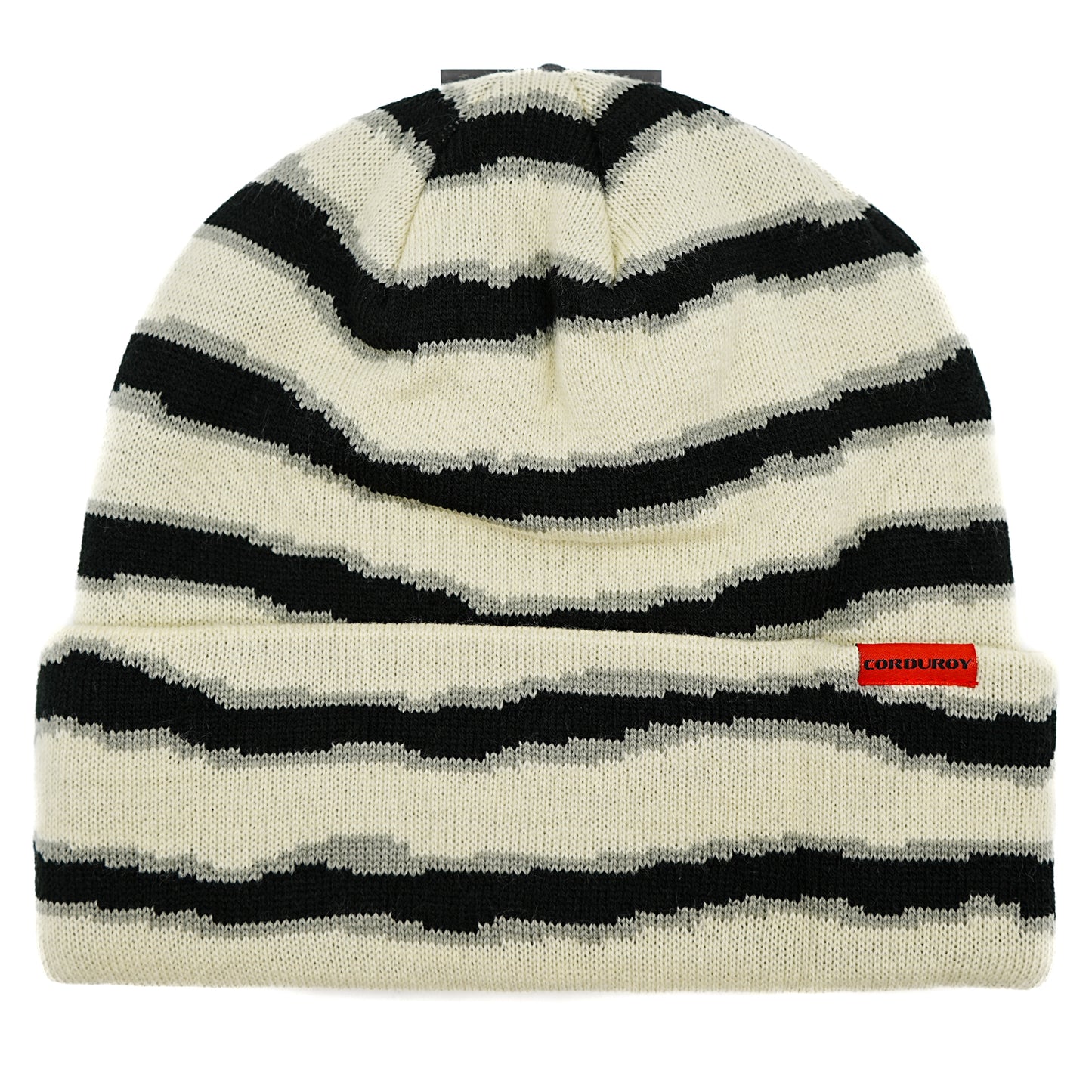 Corduroy Ripped Stripe Beanie - Natural