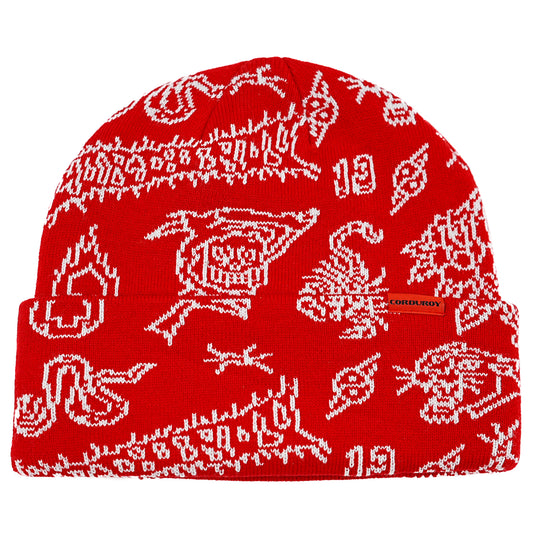 Corduroy Flash Beanie - Red