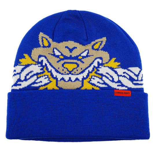 Corduroy Keep Out Beanie - Cobalt