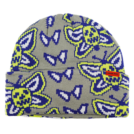 Corduroy Skull Fly Beanie - Grey