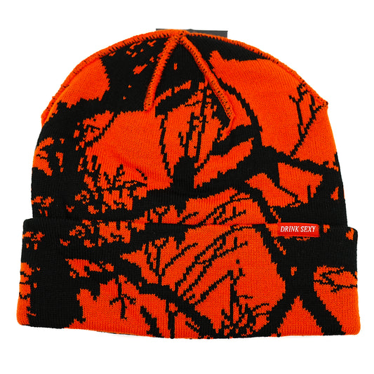 Corduroy Twig Camo Beanie - Orange