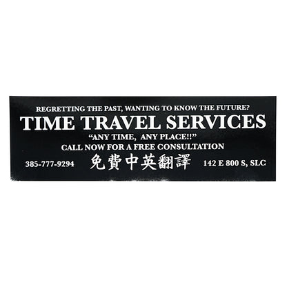 Time Machine "Time Travel Services" Sticker - Black