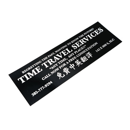 Time Machine "Time Travel Services" Sticker - Black