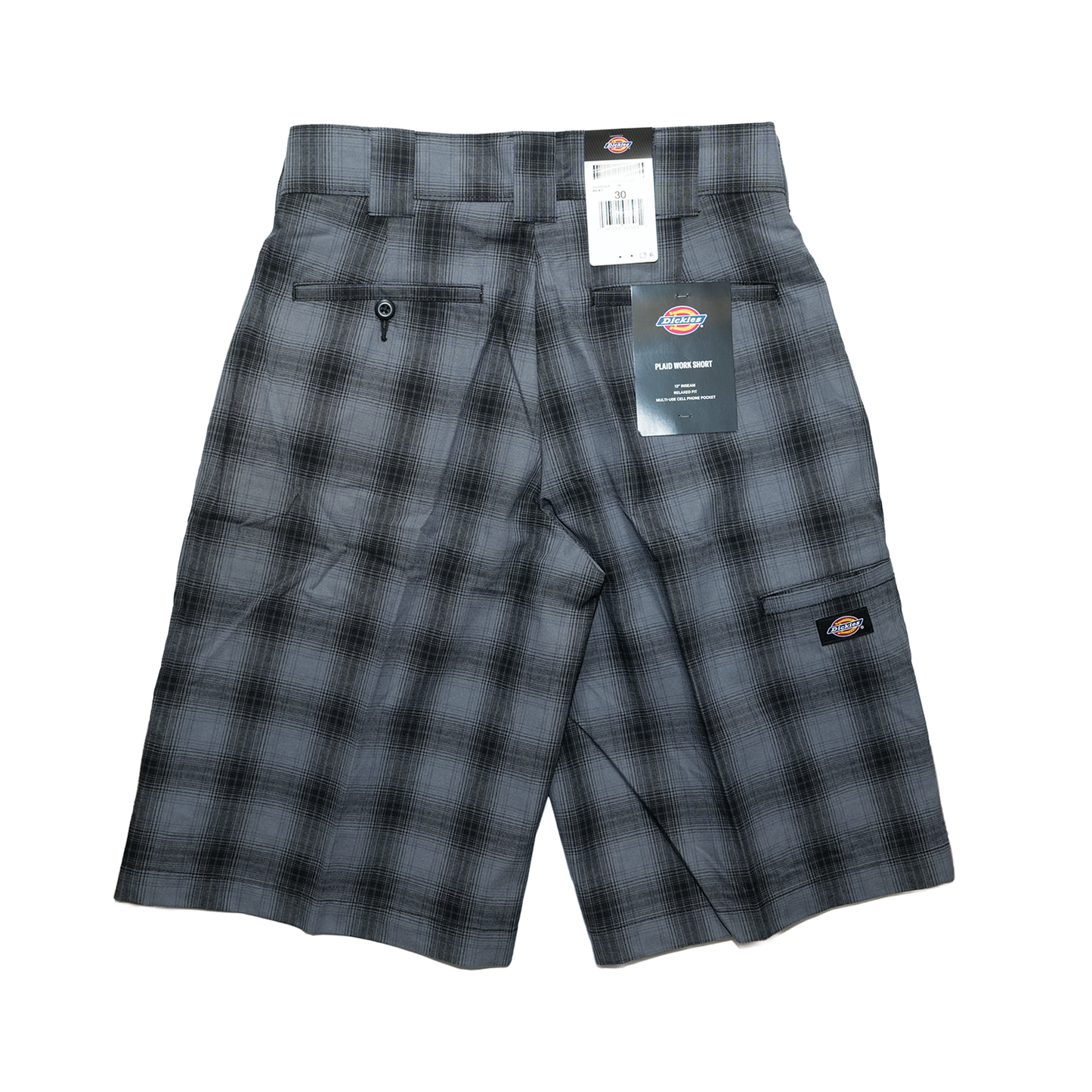 Dickies Plaid Relaxed 13" Work Shorts - Black