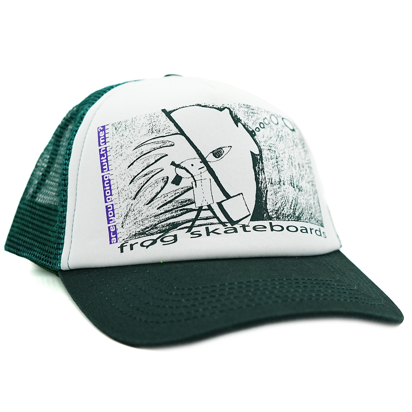 Frog R U Going With Me? Trucker Hat - Green