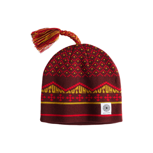 Autumn Tassel Beanie - Burgundy