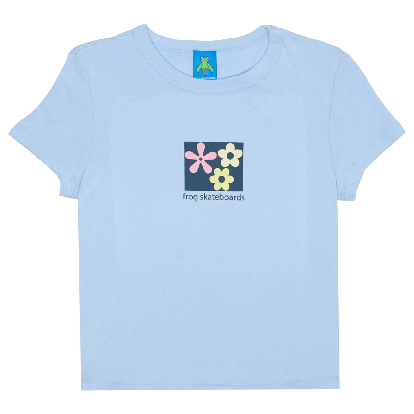 Frog Flower Baby Cropped Tee - Blue