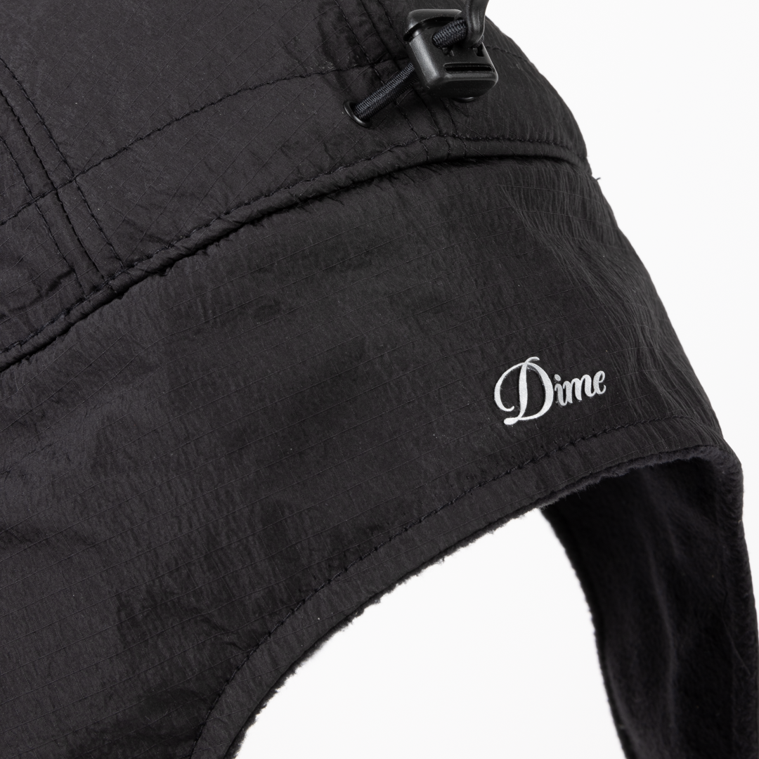 Dime Cursive Earflap Cap - Black
