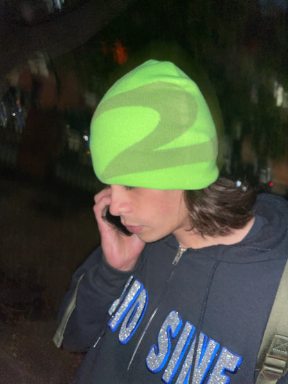 2 Riser Pads Skully Beanie - Lime