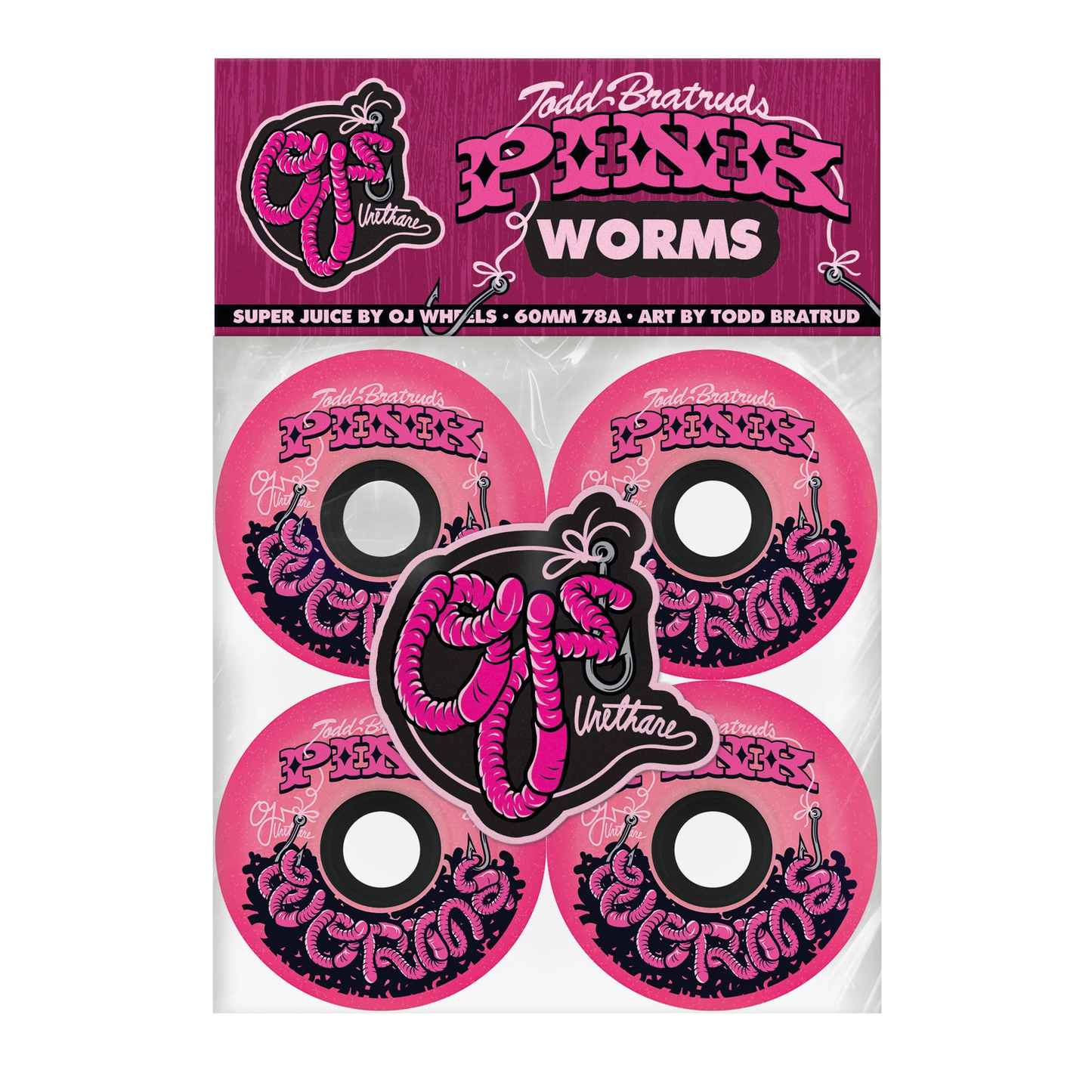 OJ Wheels Pink Worms Super Juice Wheels 78a - 60mm