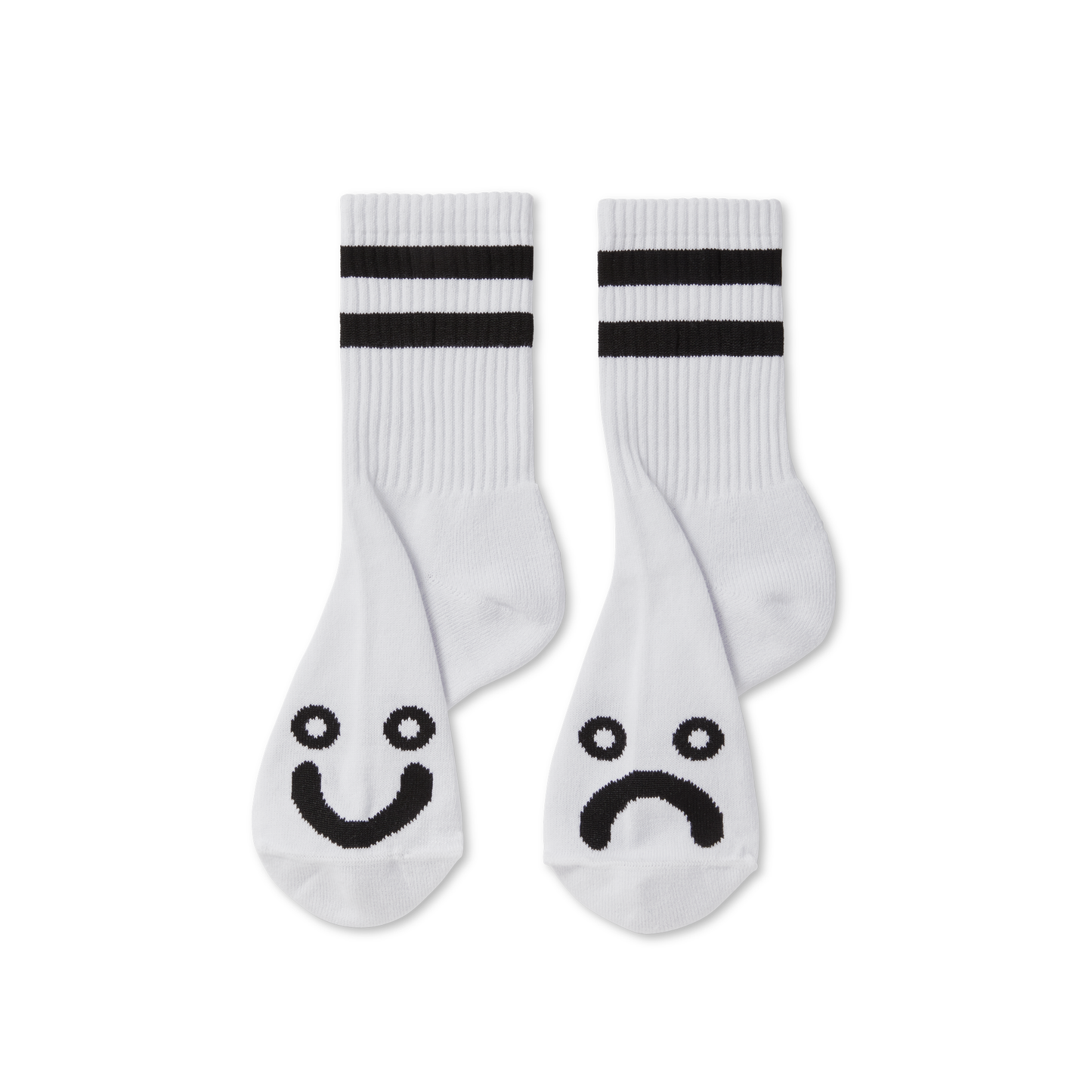 Polar Rib Happy Sad Socks-White