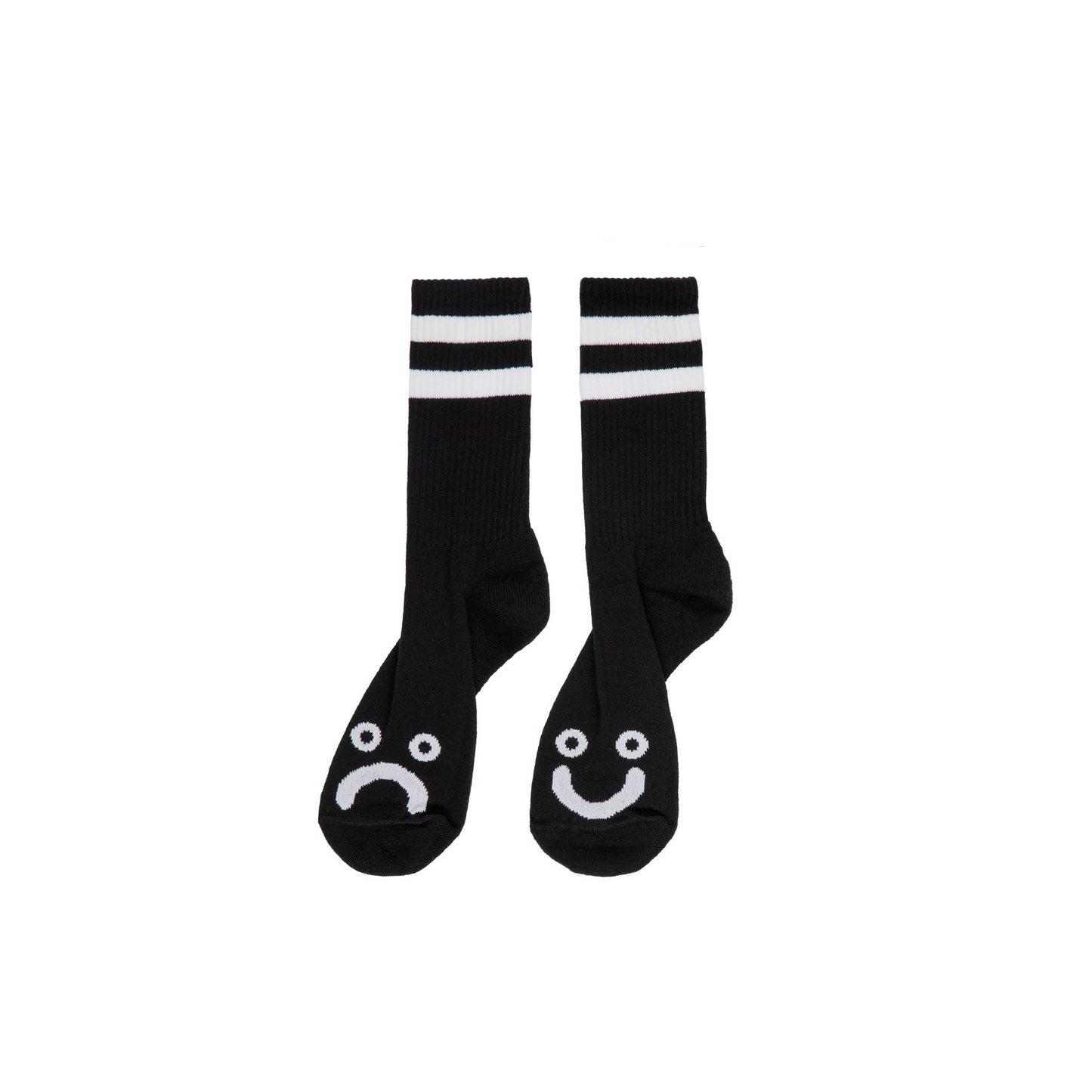 Polar Rib Happy Sad Socks-Black