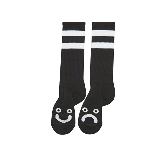 Polar Rib Happy Sad Socks-Black