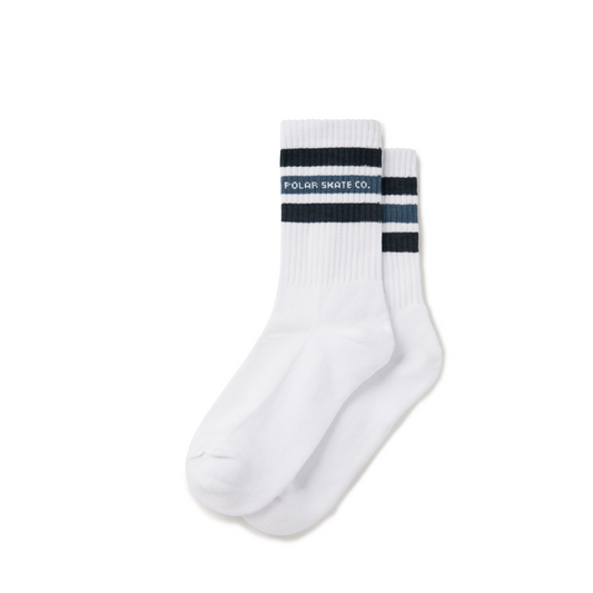 Polar Rib Fat Stripe Socks-White/Blue