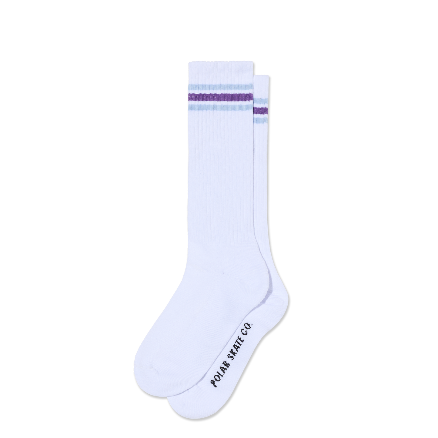 Polar 2 Stripe Rib Sock - White / Lavender