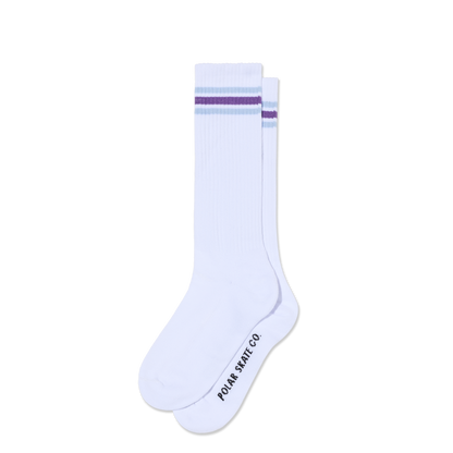 Polar 2 Stripe Rib Sock - White / Lavender