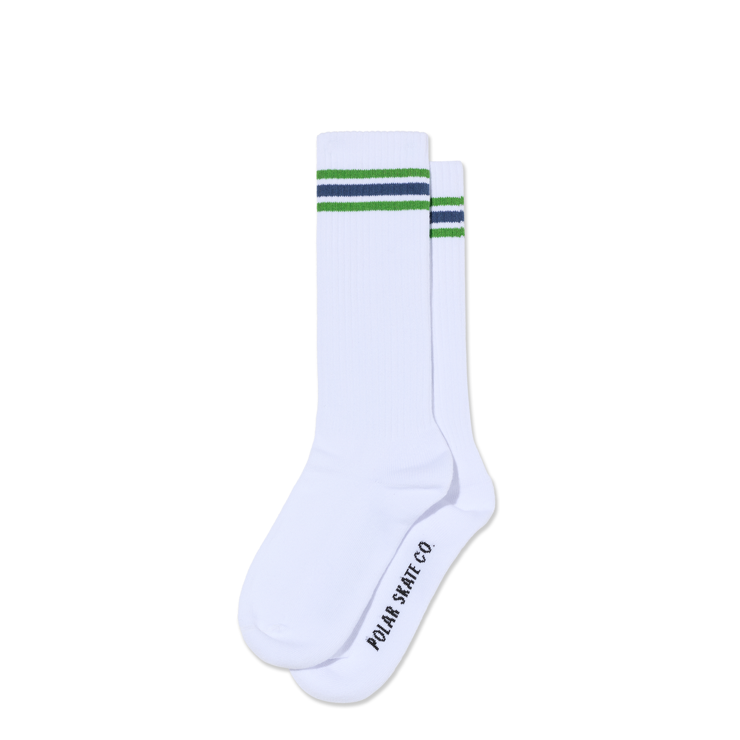 Polar 2 Stripe Rib Sock - White / Green
