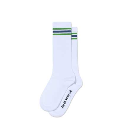 Polar 2 Stripe Rib Sock - White / Green