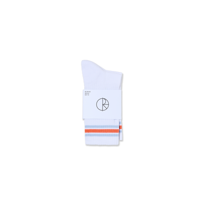 Polar 2 Stripe Rib Sock - White / Orange
