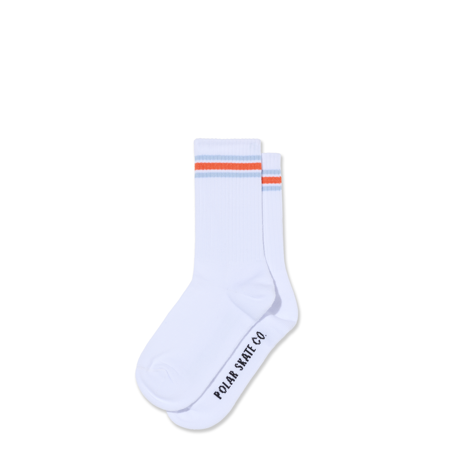 Polar 2 Stripe Rib Sock - White / Orange
