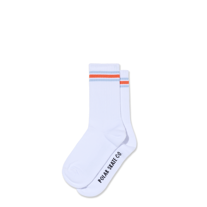Polar 2 Stripe Rib Sock - White / Orange