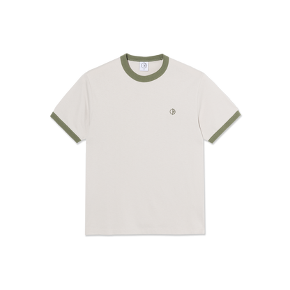 Polar Ringer Tee - Pale Taupe/Army Green
