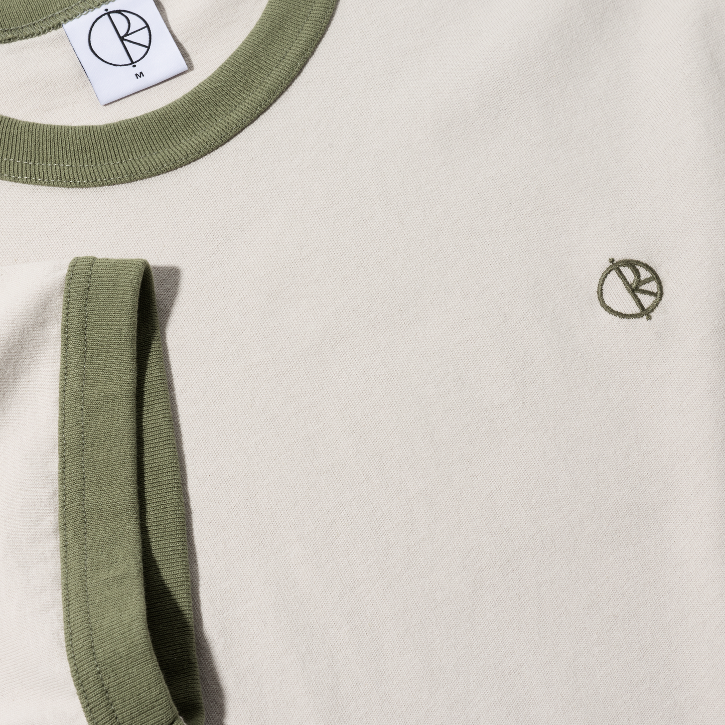 Polar Ringer Tee - Pale Taupe/Army Green