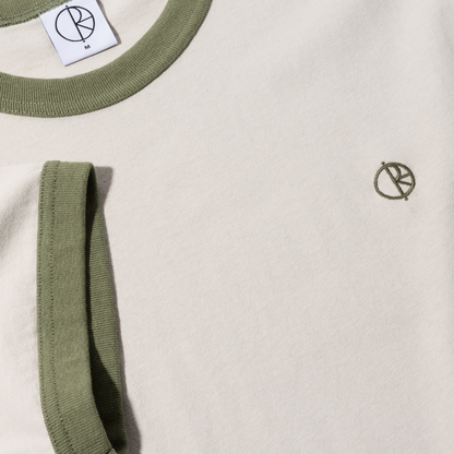 Polar Ringer Tee - Pale Taupe/Army Green