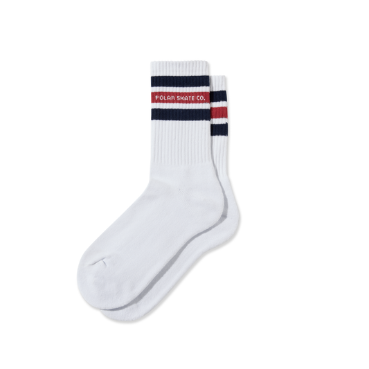 Polar Fat Stripe Socks-White/Navy/Red