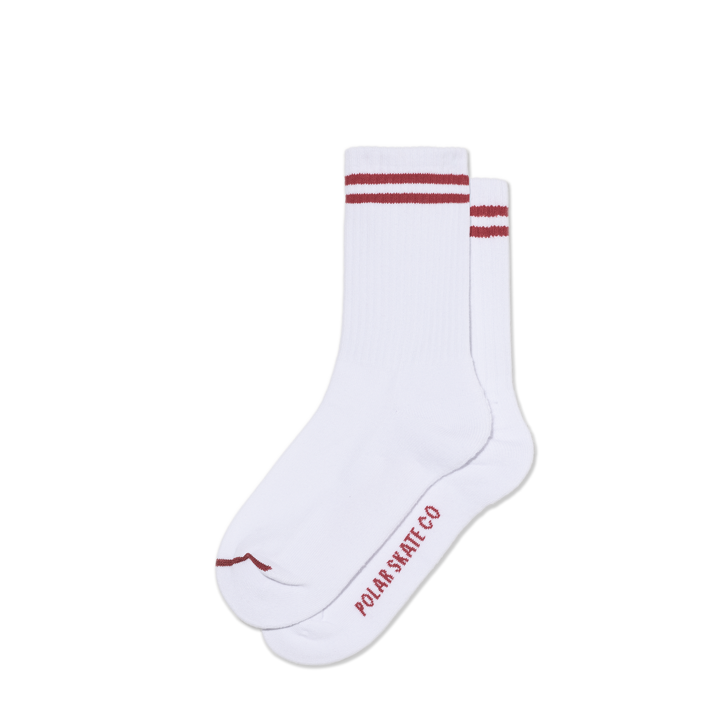 Polar Rib Sock - 2 Stripe - White / Cherry