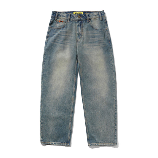 Light blue denim jeans with a faded wash, shown flat against a plain white background.