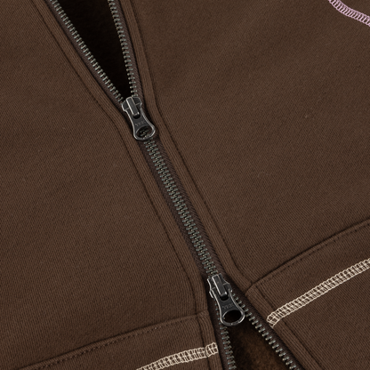 Dime Court Zip Hoodie - Brown Multi