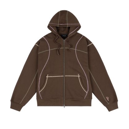 Dime Court Zip Hoodie - Brown Multi