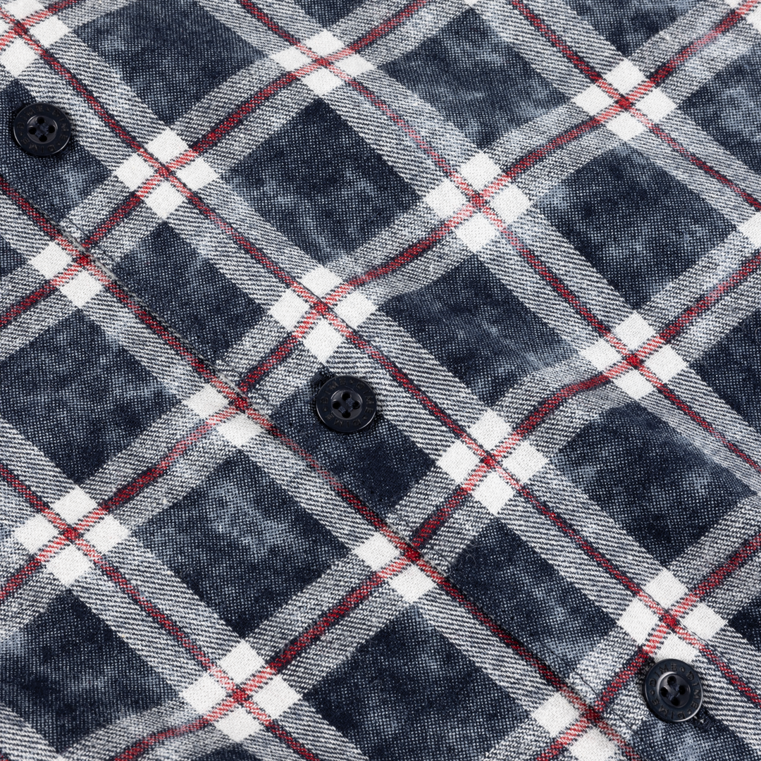 Dime Plaid Flannel Shirt - Bleached Navy