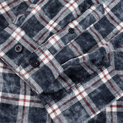 Dime Plaid Flannel Shirt - Bleached Navy