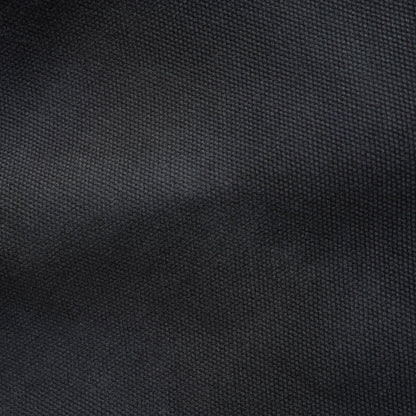 A close-up of dark charcoal gray woven fabric texture with soft folds and a fine ribbed pattern.