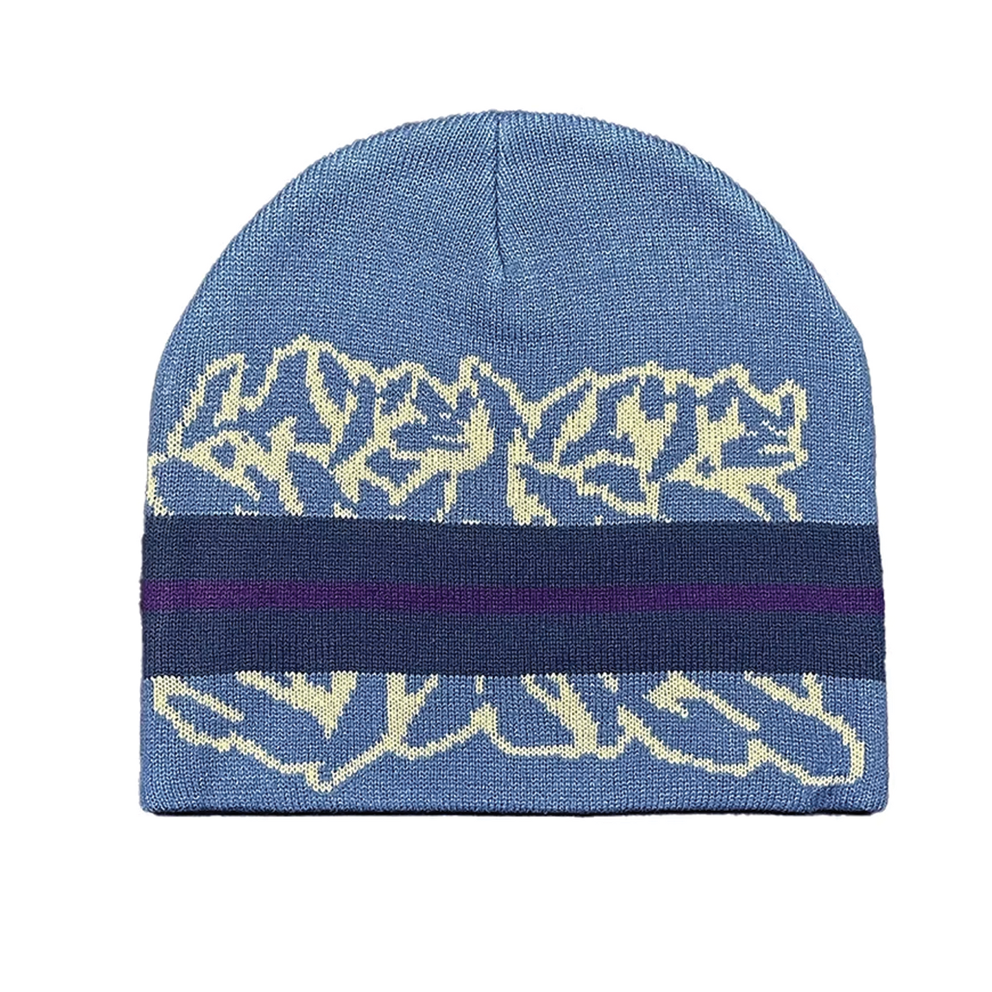 Late Nite Stars Striped Logo Beanie - Blue