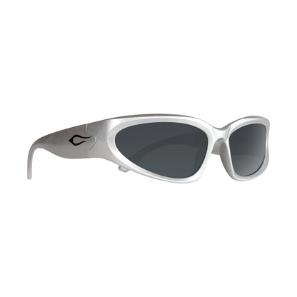 Cassette Limewire Sunglasses - Silver / Smoke Lens