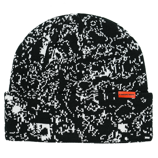 Corduroy Cell Camo Beanie - Black