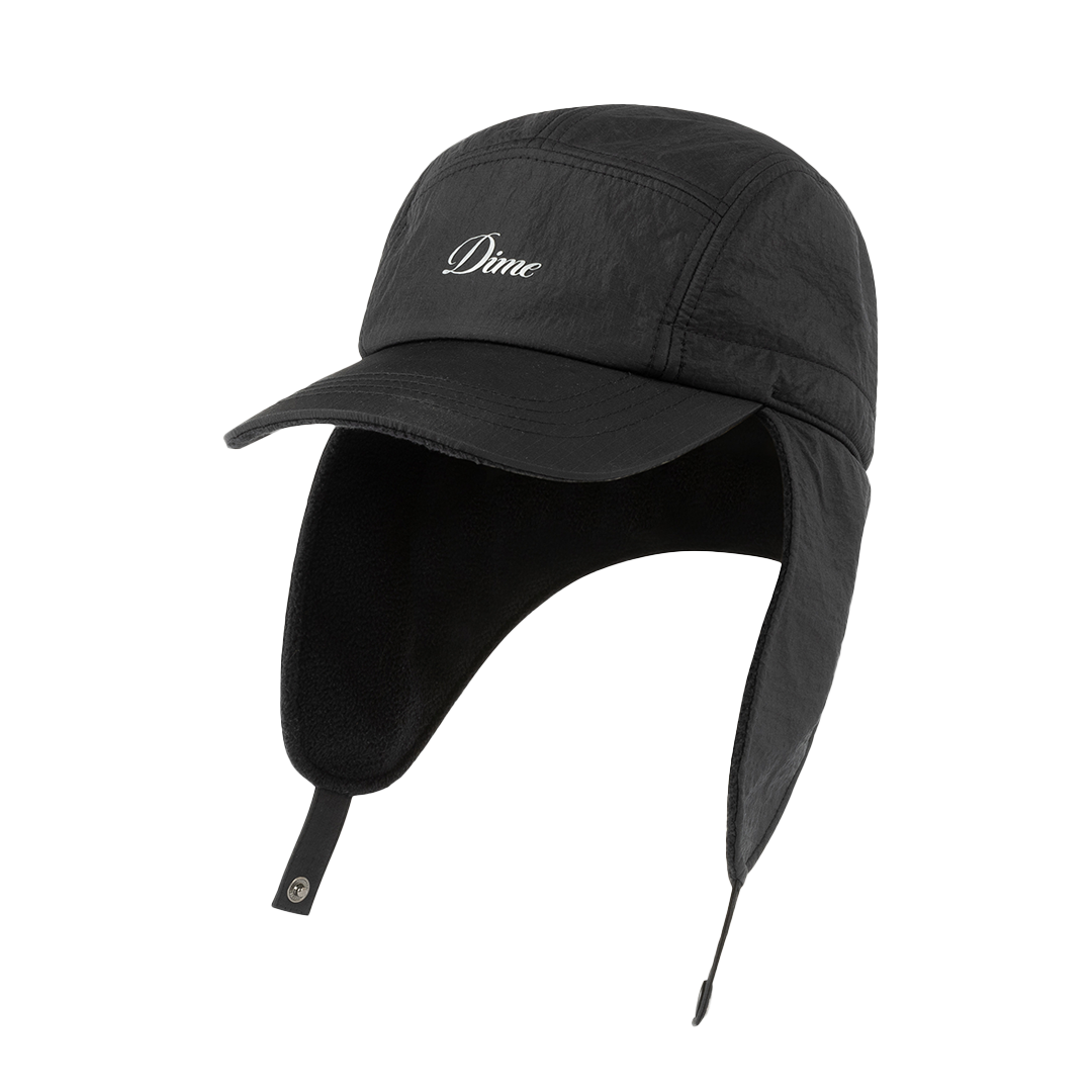 Dime Cursive Earflap Cap - Black