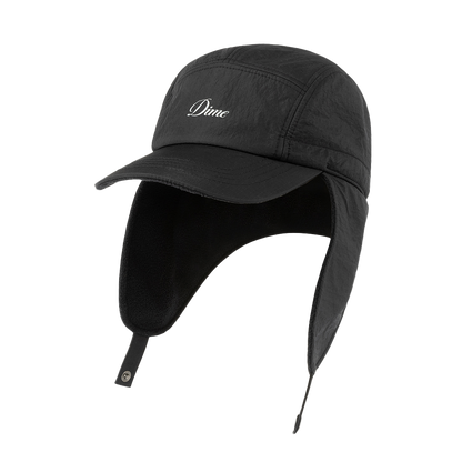 Dime Cursive Earflap Cap - Black