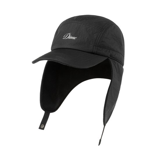 Dime Cursive Earflap Cap - Black